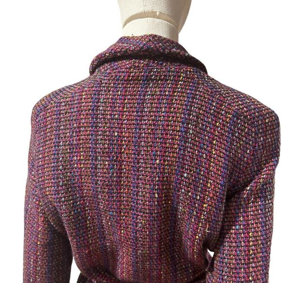 Claude Barthelemy Paris Vintage Tweed Boucle Tie Waist Jacket Coat - Picture 8 of 9